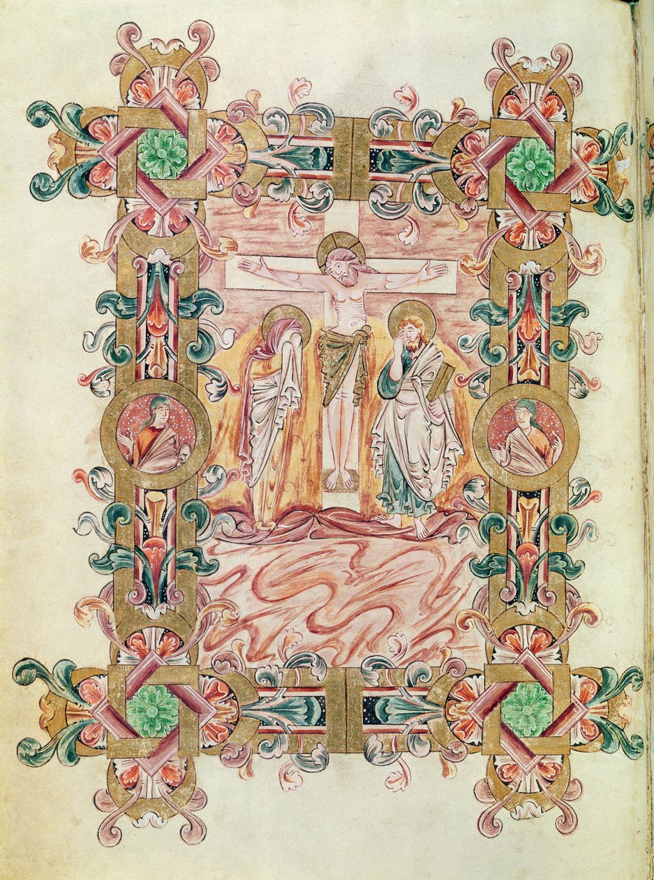 Ms 274 (Y-6) fol.71v De Kruisiging, uit het Missaal van Robert van Jumieges, c.1016 door English School