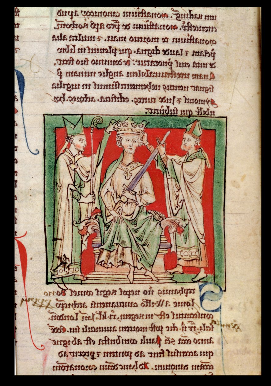 Ms 6712 (A.6.89) fol.133r Koning Stefanus (ca. 1097-1154) miniatuur uit Flores Historiarum, door Matthew Paris, 1250-52 door English School