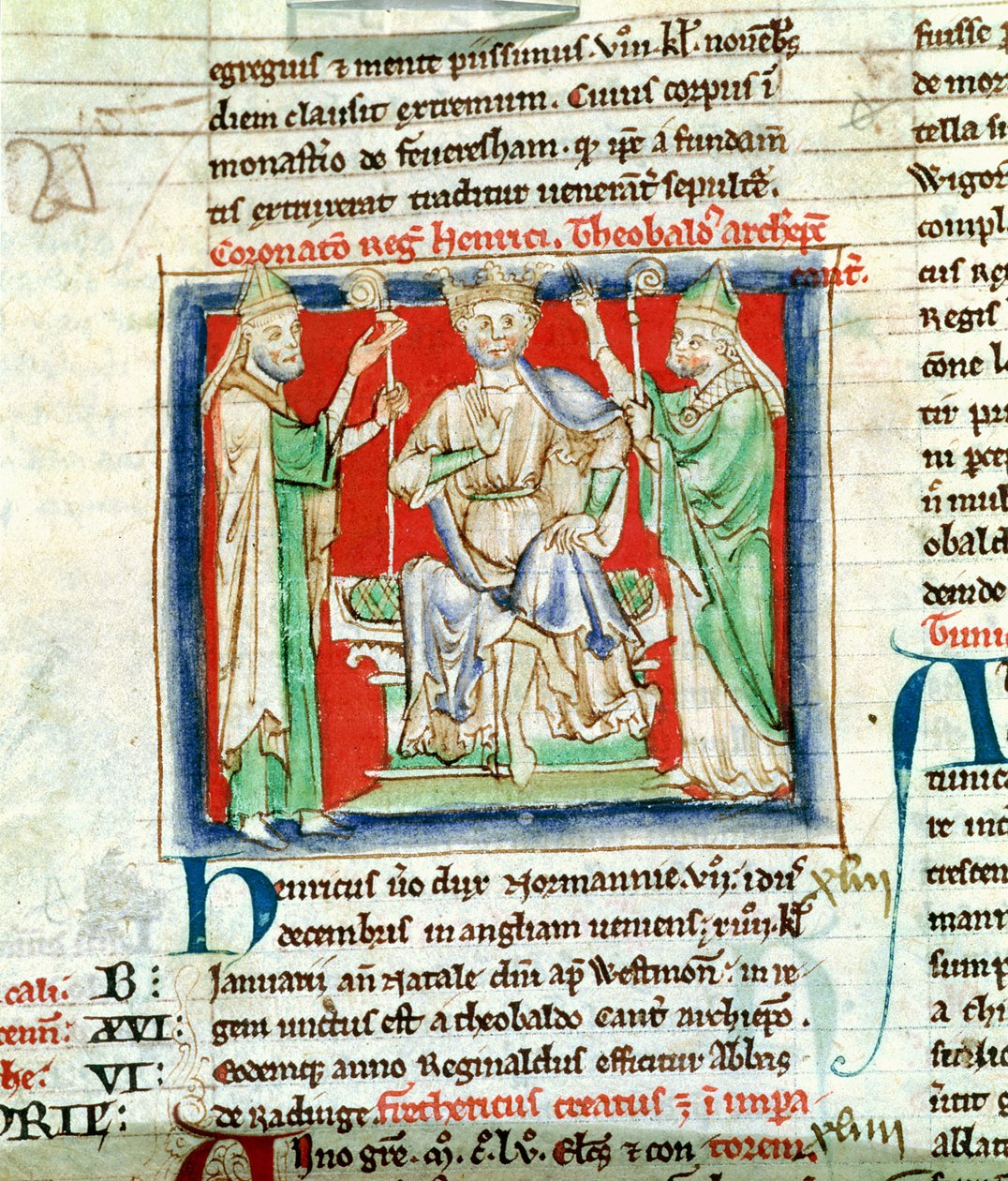 Ms 6712 (A.6.89) fol.135v Hendrik II (1133-89) miniatuur uit Flores Historiarum, door Matthew Paris, 1250-52 door English School