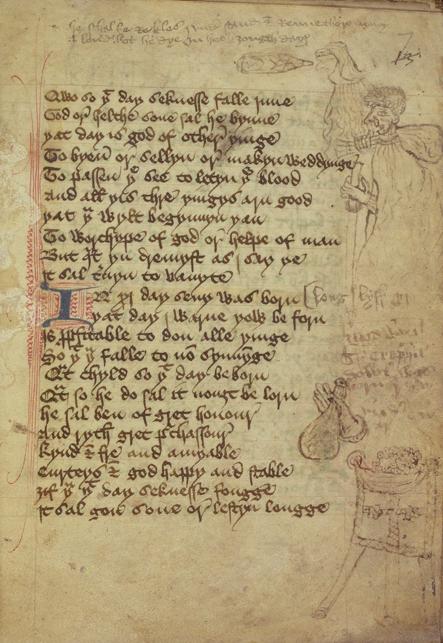 Pagina uit een notitieboek van een arts geschreven in Middelengels door English School