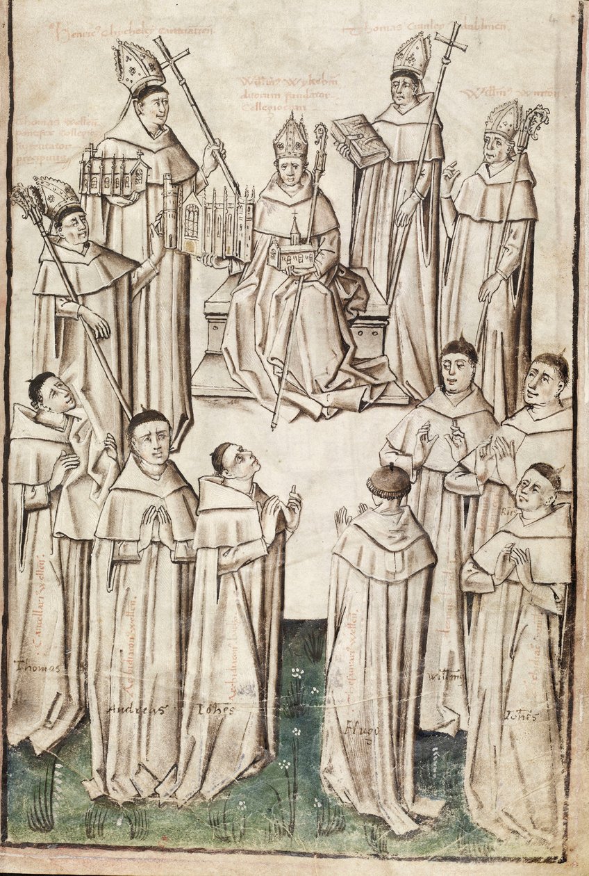 Ms. New Coll 288, f4r. (Chaundler manuscript), Leven van William van Wykeham door Thomas Chaundler door English School