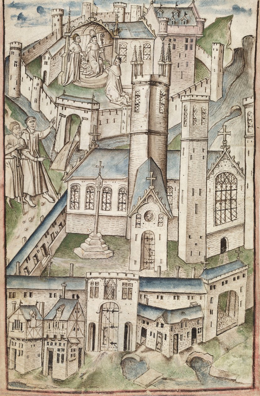 Ms. New Coll 288, f4v. (Chaundler manuscript), Leven van William van Wykeham door Thomas Chaundler door English School