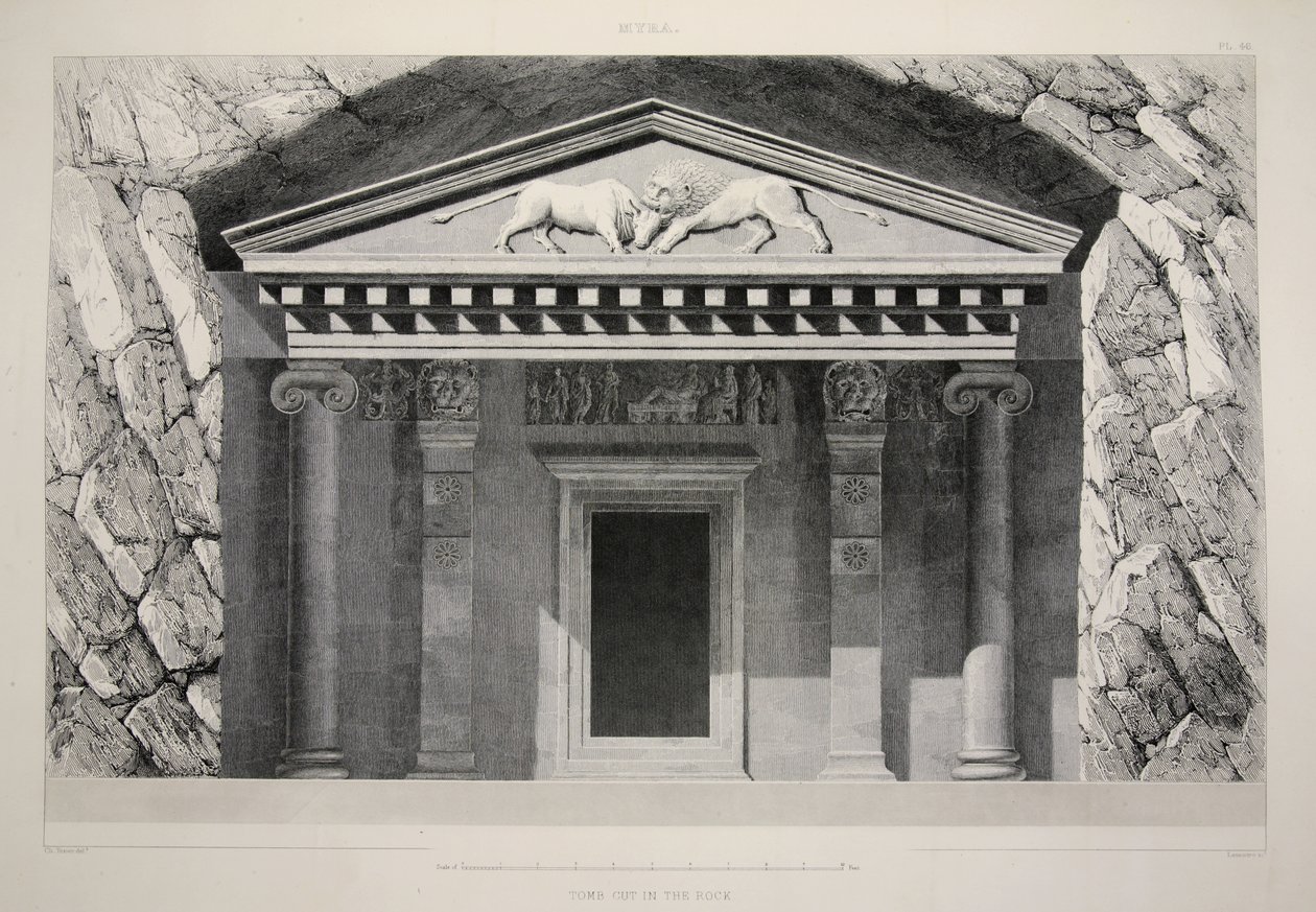 Myra - Graf uitgehouwen in de rots, uit De Belangrijkste Ruïnes van Klein-Azië, pub. 1863 (litho) door English School