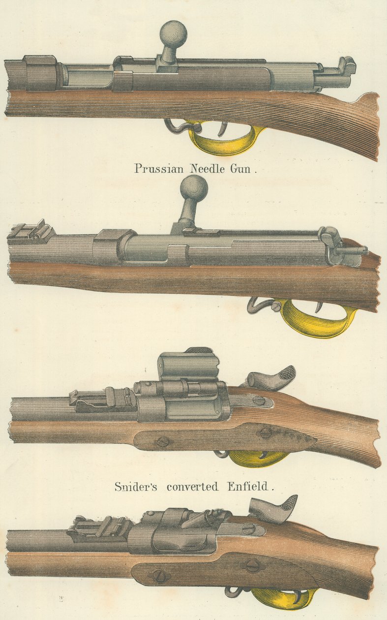Naaldpistolen (kleurenlitho) door English School