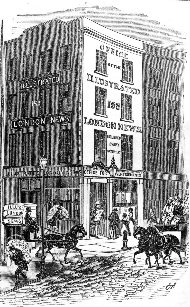Kantoor van de Illustrated London News, 1842 door English School