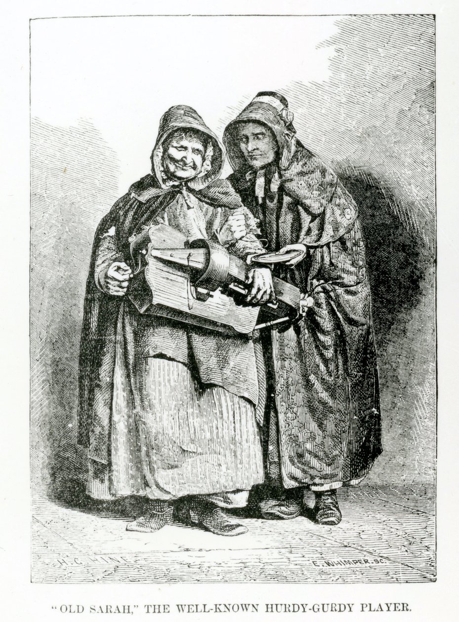 Oude Sarah De Bekende Draaiorgelspeler, c.1840 door English School