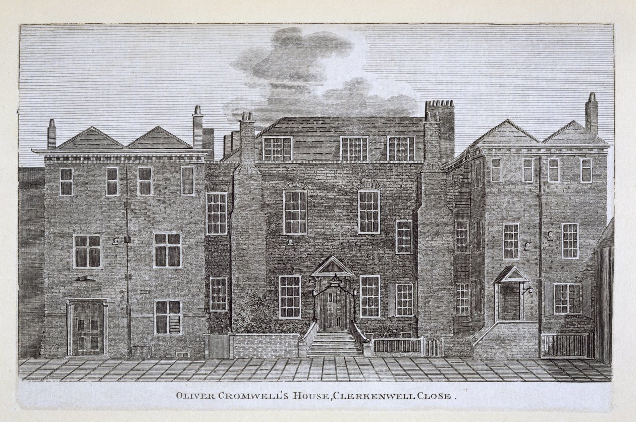 Huis van Oliver Cromwell, Clerkenwell Close, 19e eeuw door English School