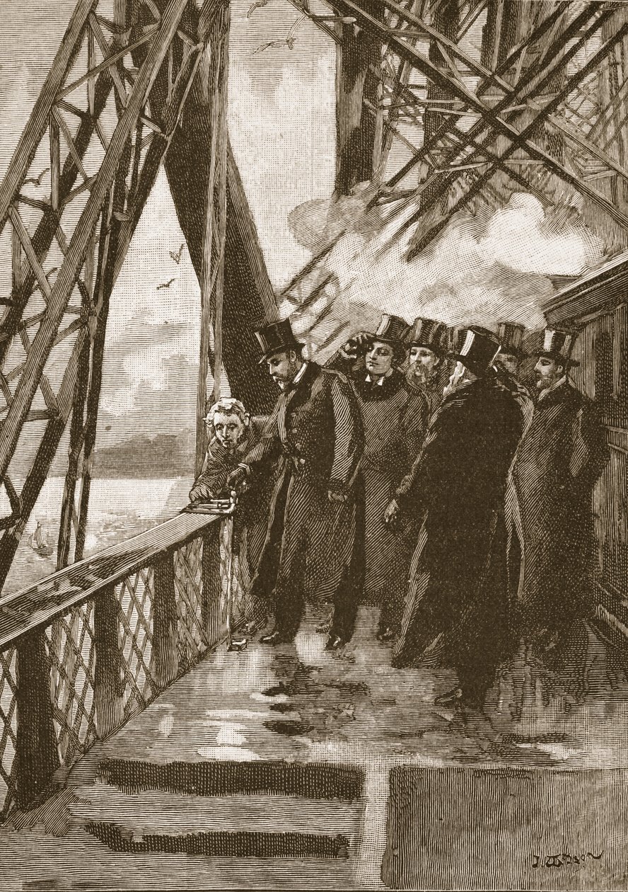 Opening van de Forth Bridge door de Prins van Wales, 4 maart 1890, illustratie uit Cassells Geïllustreerde Geschiedenis van Engeland door English School