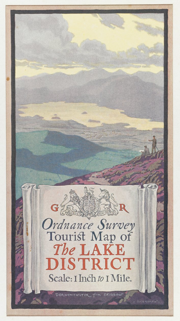 Ordnance Survey Toeristenkaart van het Lake District, ca. 1920 door English School