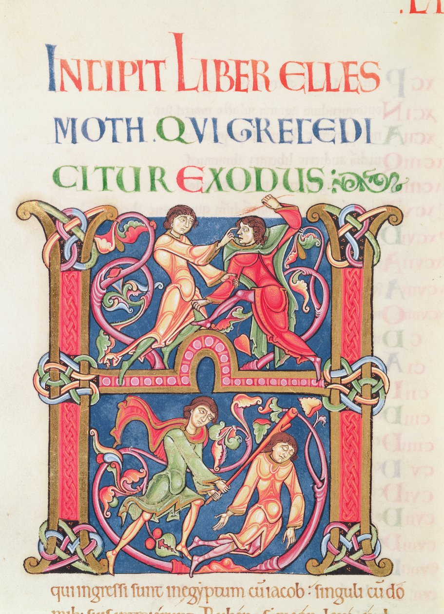 Pagina uit de Winchester Bijbel, ca. 1150-80 door English School