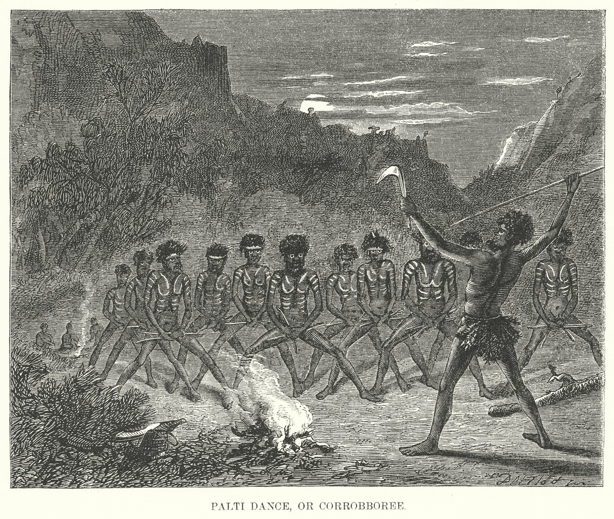 Palti-dans of Corrobboree (gravure) door English School
