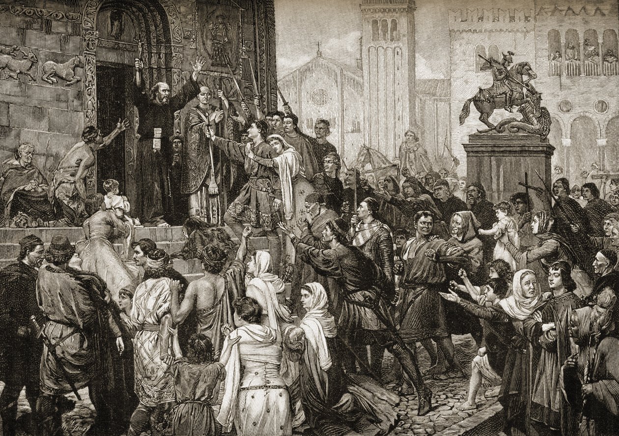Peter de Kluizenaar (1050-1115) predikend tijdens de Eerste Kruistocht in 1095 door English School