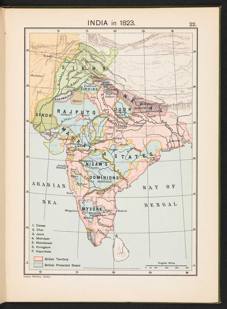Plaat uit Historische Atlas van India door English School