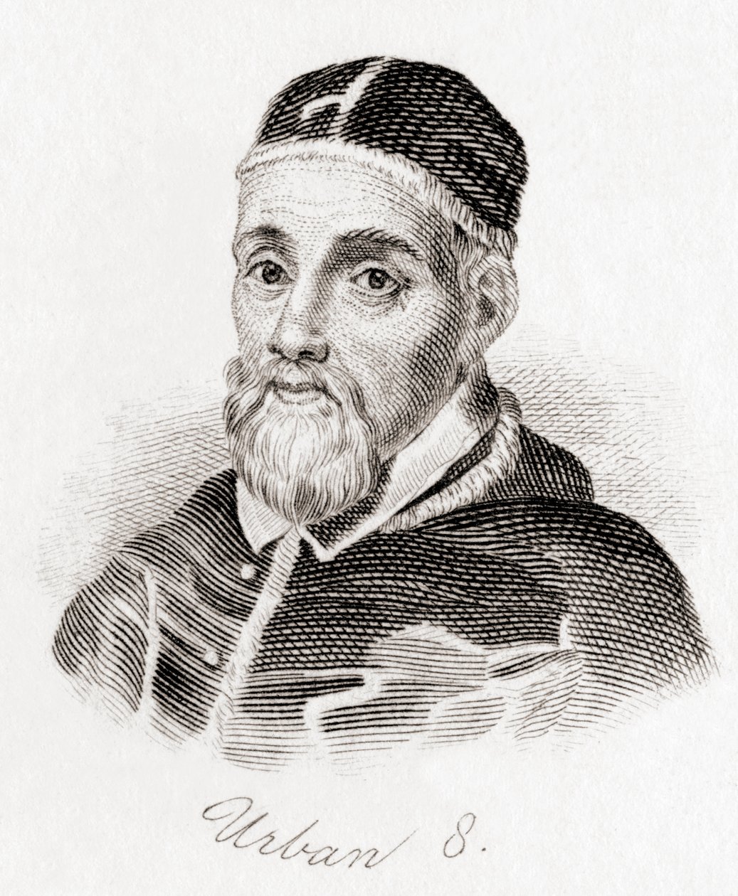 Paus Urbanus VIII, ca. 1568-1644, geboren Maffeo Barberini (gravure) door English School