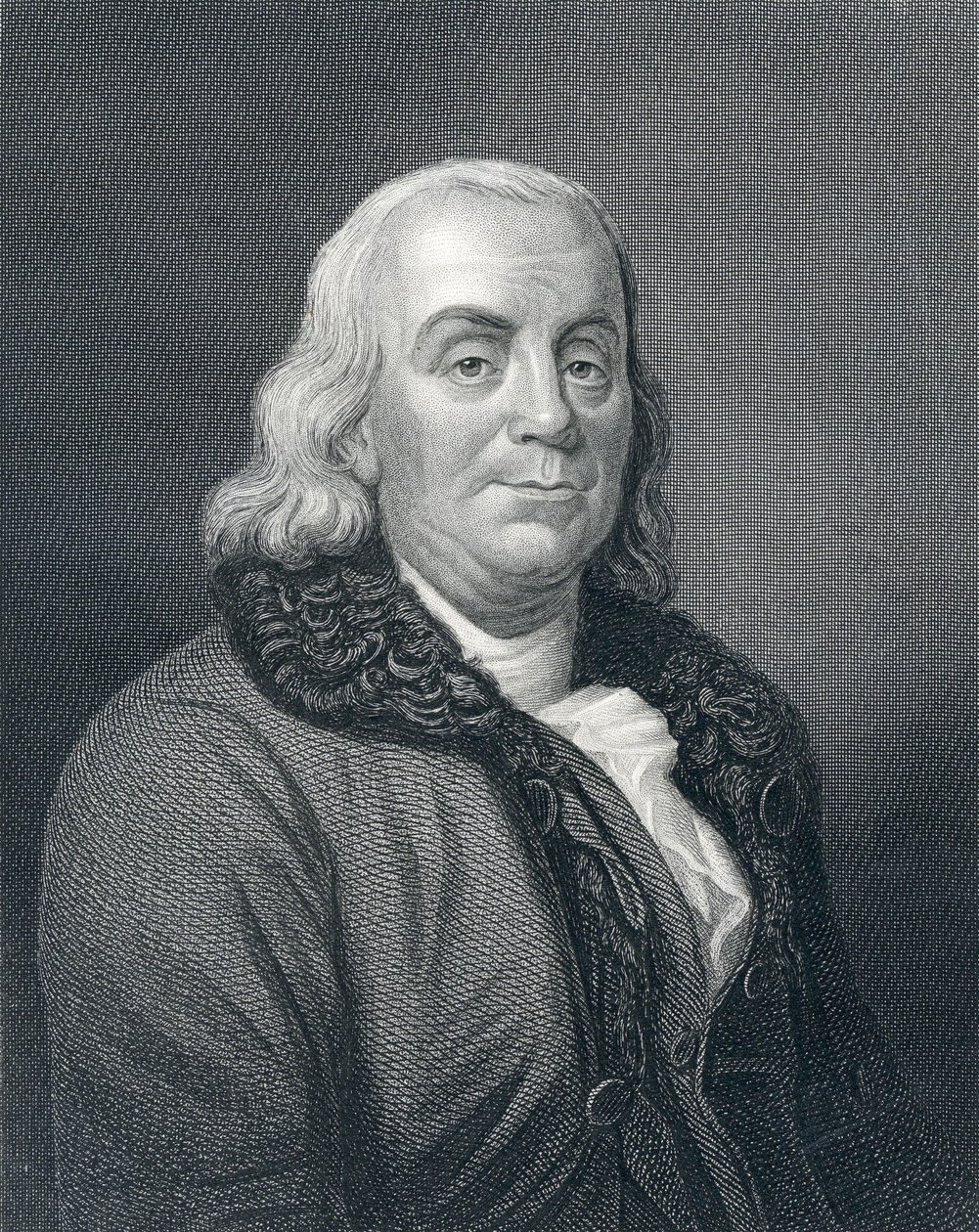 Portret van Benjamin Franklin, circa 1833 door English School