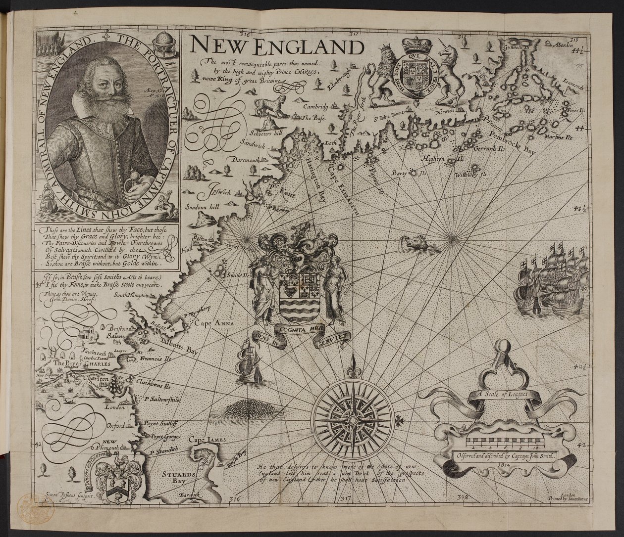 Portret van kapitein John Smith. Een afbeelding van de kust van New England, in 