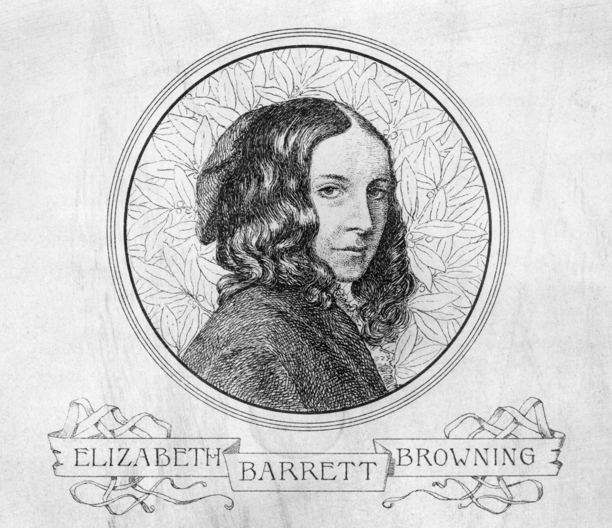 Portret van Elizabeth Barrett Browning (1806-61) door English School