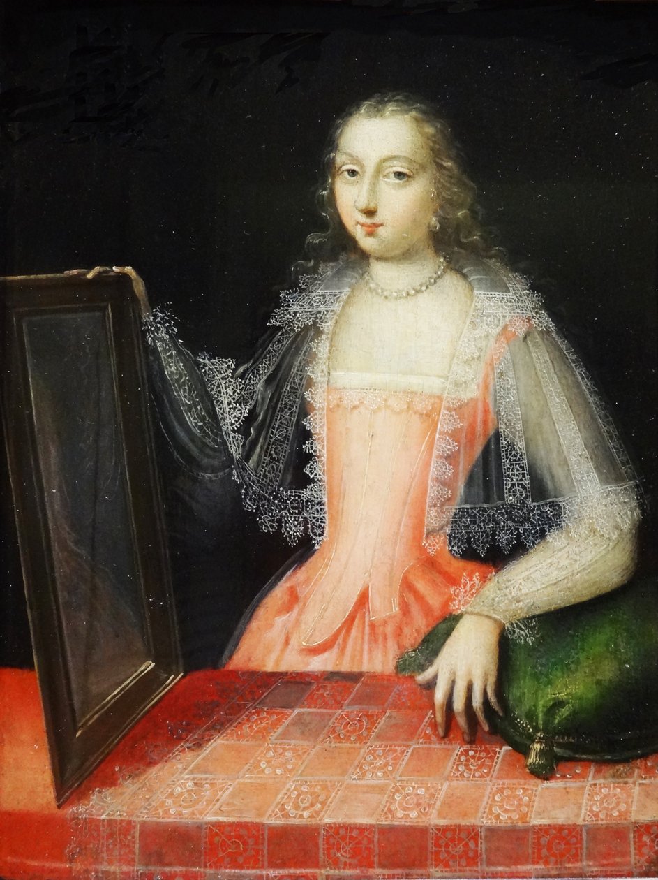 Portret van Elizabeth Vernon, gravin van Southampton (olieverf op paneel) door English School