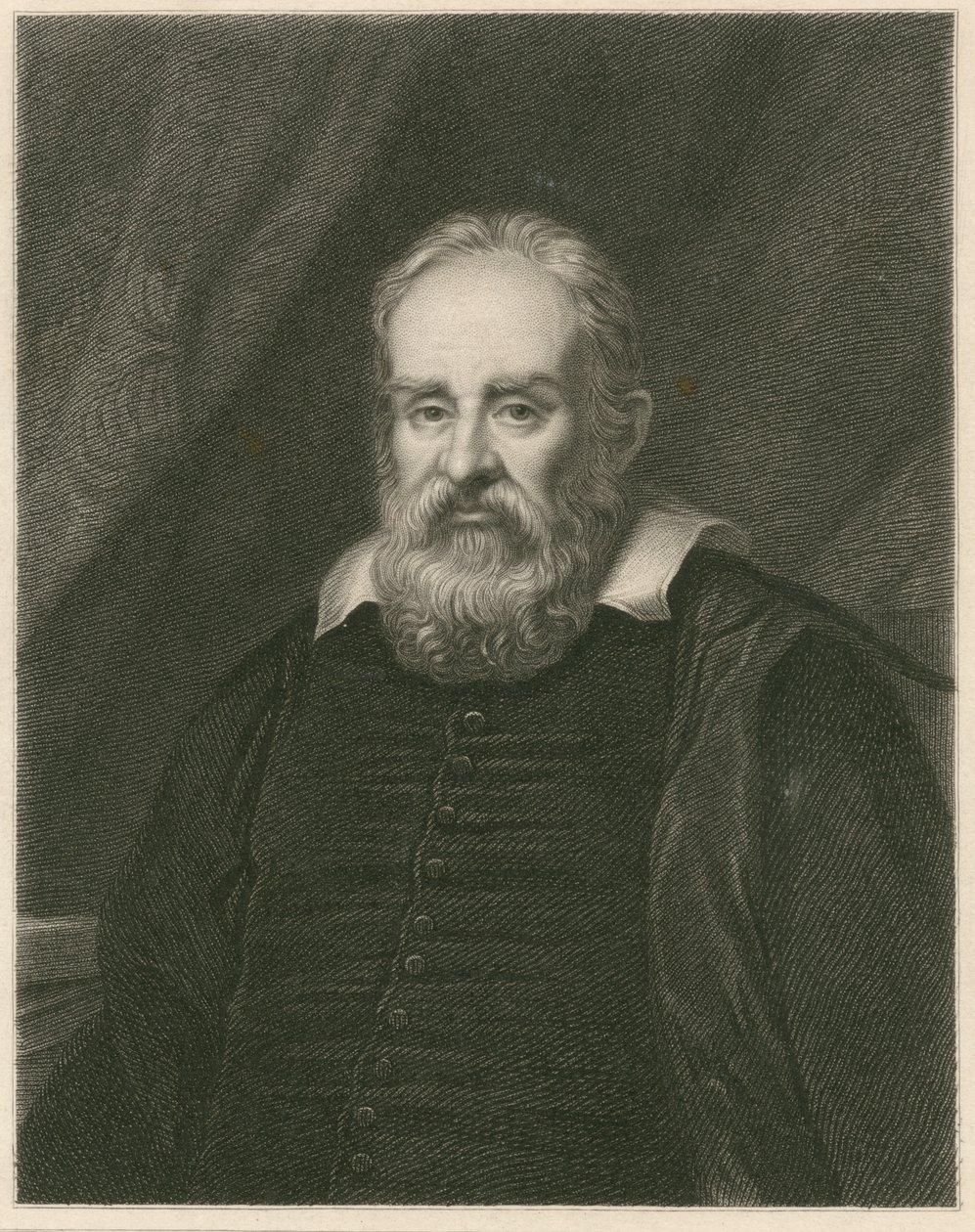 Portret van Galileo Galilei door English School