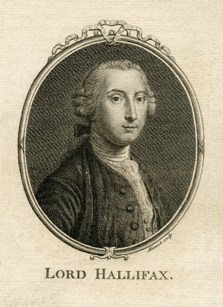 Portret van George Montagu Dunk, 2e Graaf van Halifax (1716-71), gegraveerd door Aliamet door English School
