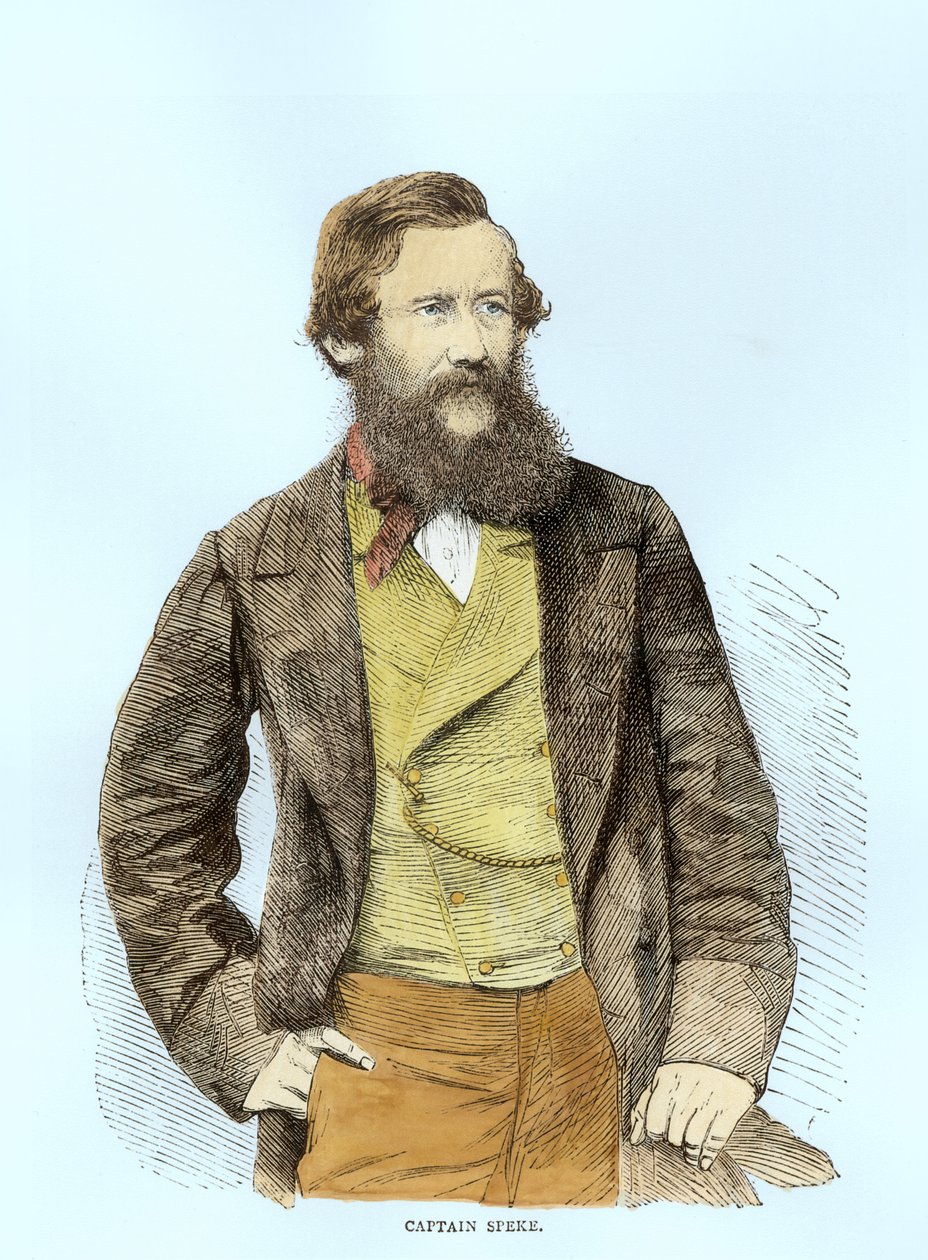 Portret van John Hanning Speke (1827-64) (later ingekleurd) door English School