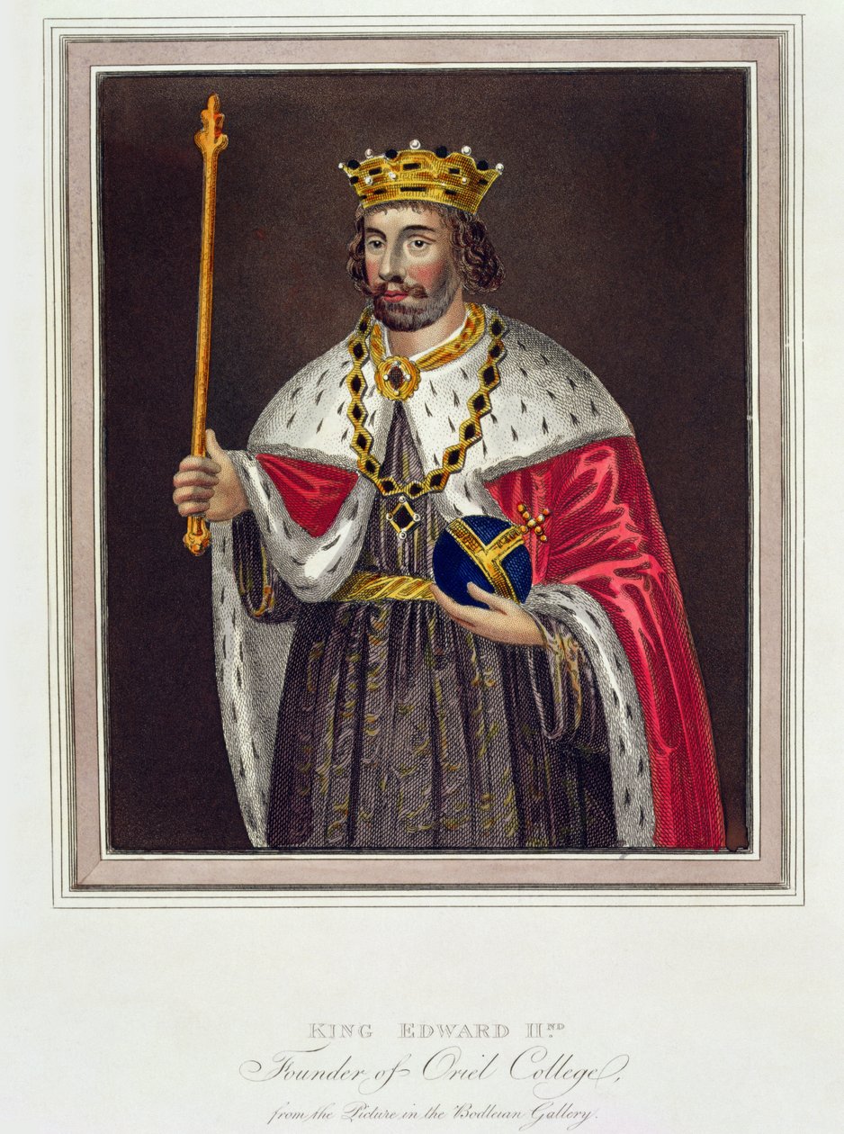Portret van Koning Edward II (1284-1327) Oprichter van Oriel College, naar een schilderij in de Bodleian Library door English School