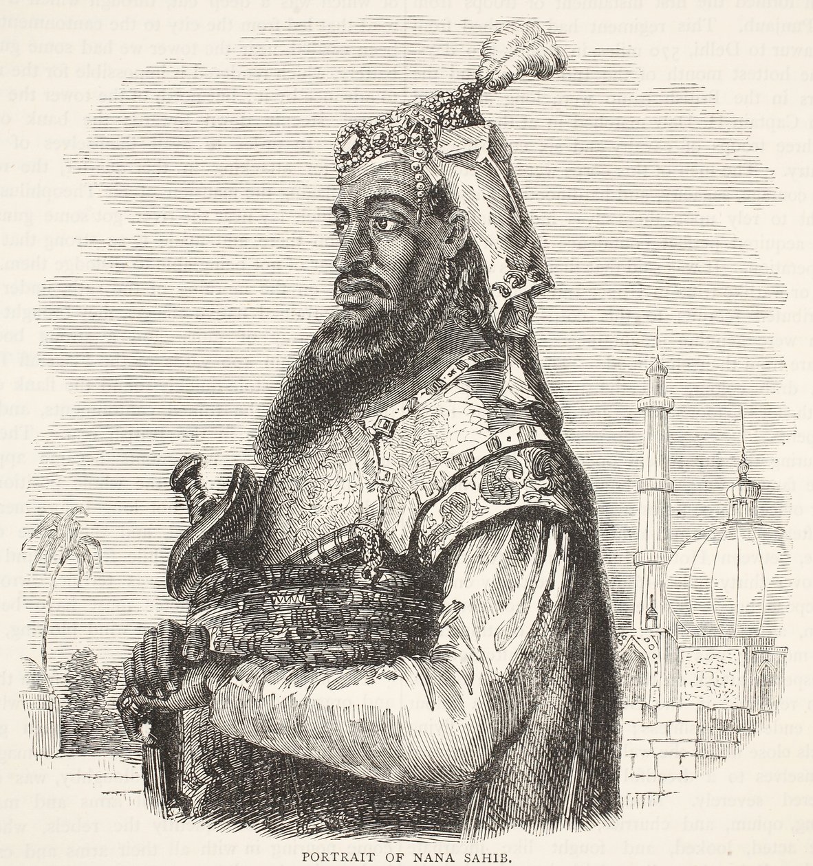 Portret van Nana Sahib, illustratie uit Cassells Geïllustreerde Geschiedenis van Engeland door English School