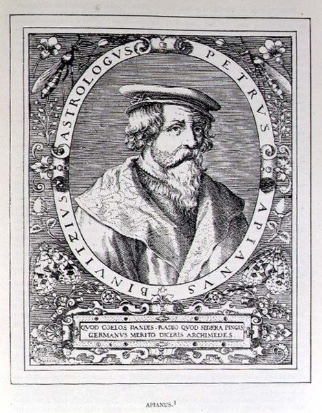 Portret van Petrus Apianus (1501-52) uit The Narrative and Critical History of America, bewerkt door Justin Winsor, Londen, 1886 door English School