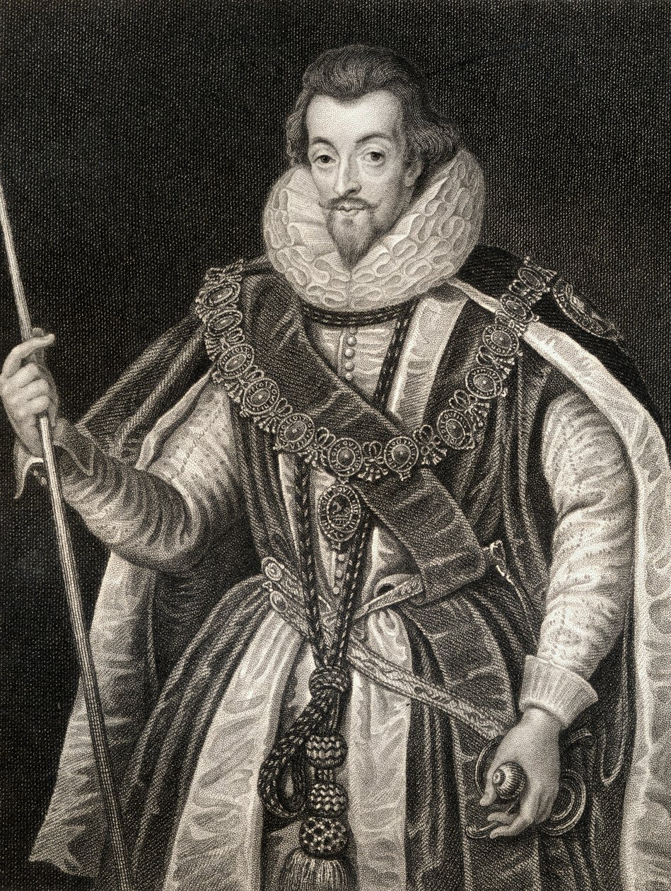 Portret van Robert Cecil, 1e Graaf van Salisbury, uit Lodges British Portraits door English School
