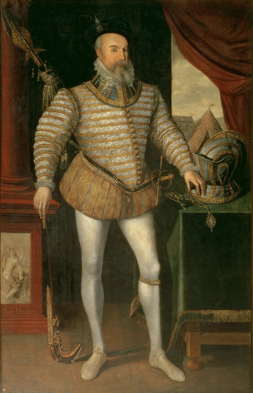 Portret van Robert Dudley, Graaf van Leicester (ca. 1532-88), 1585 door English School