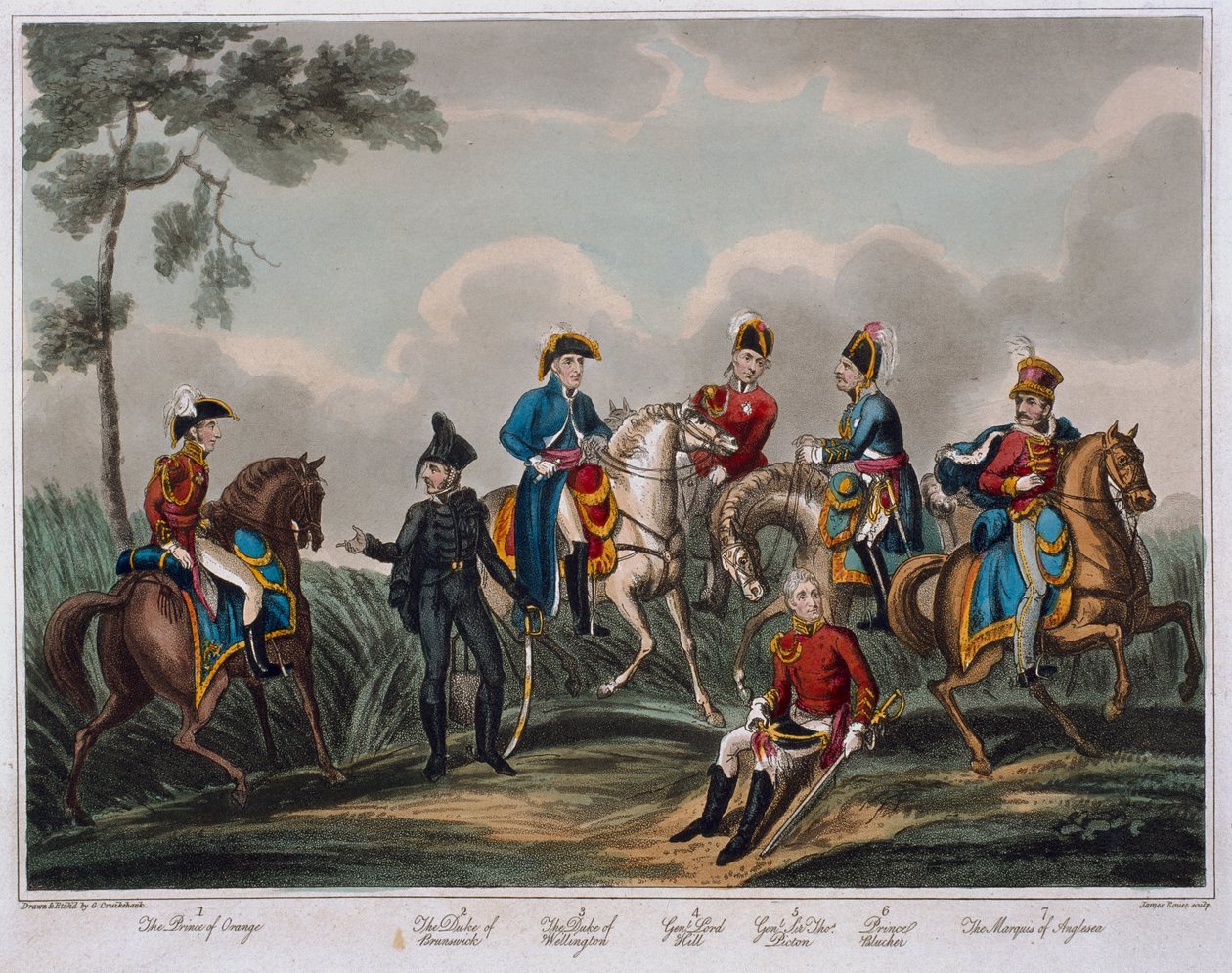 Portretten van de generaals, uit An Historical Account of the Battle of Waterloo, gepubliceerd door M. Colburn, 1817 door English School