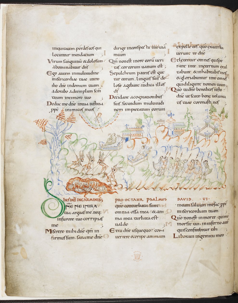 Psalm 6 uit de Harley Psalter, Harley MS 603 f.3v door English School