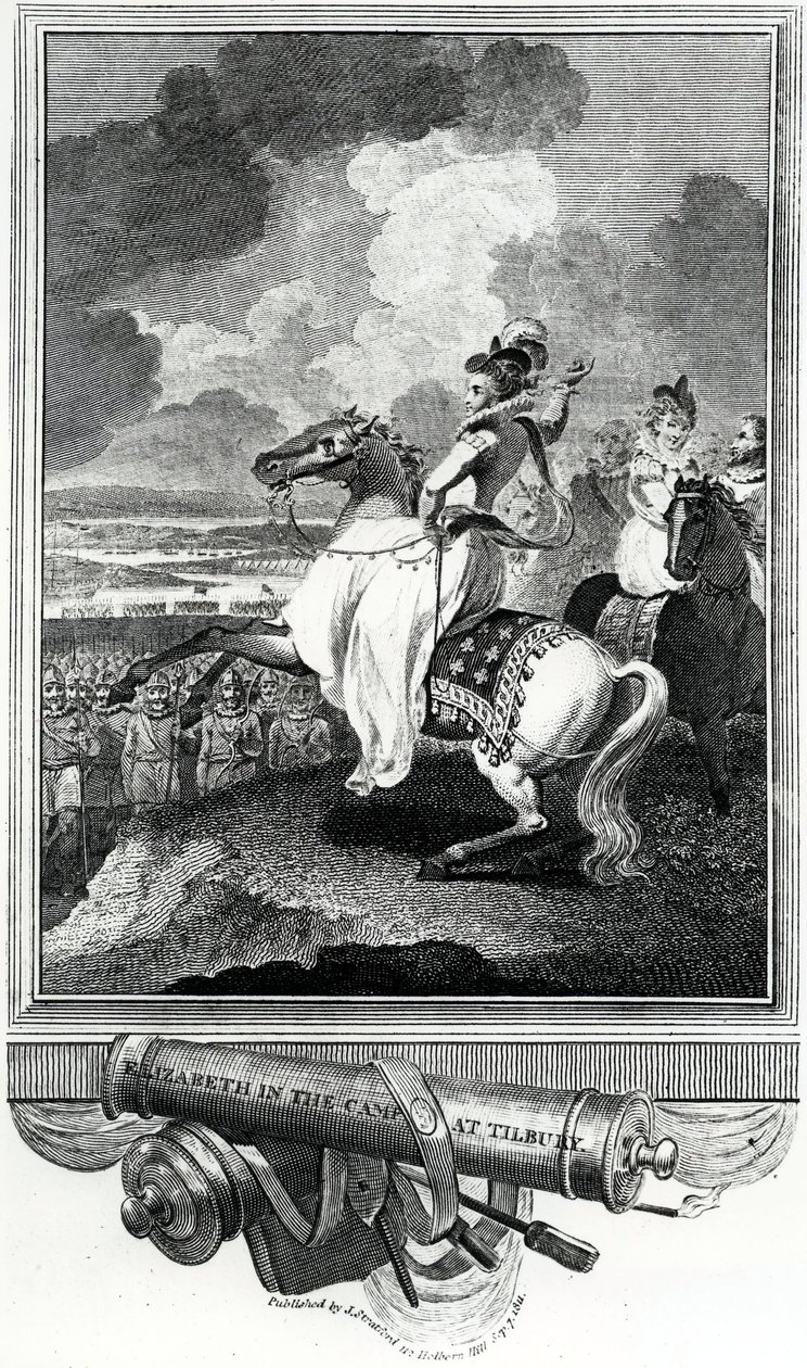 Koningin Elizabeth in het kamp bij Tilbury, 1811 door English School