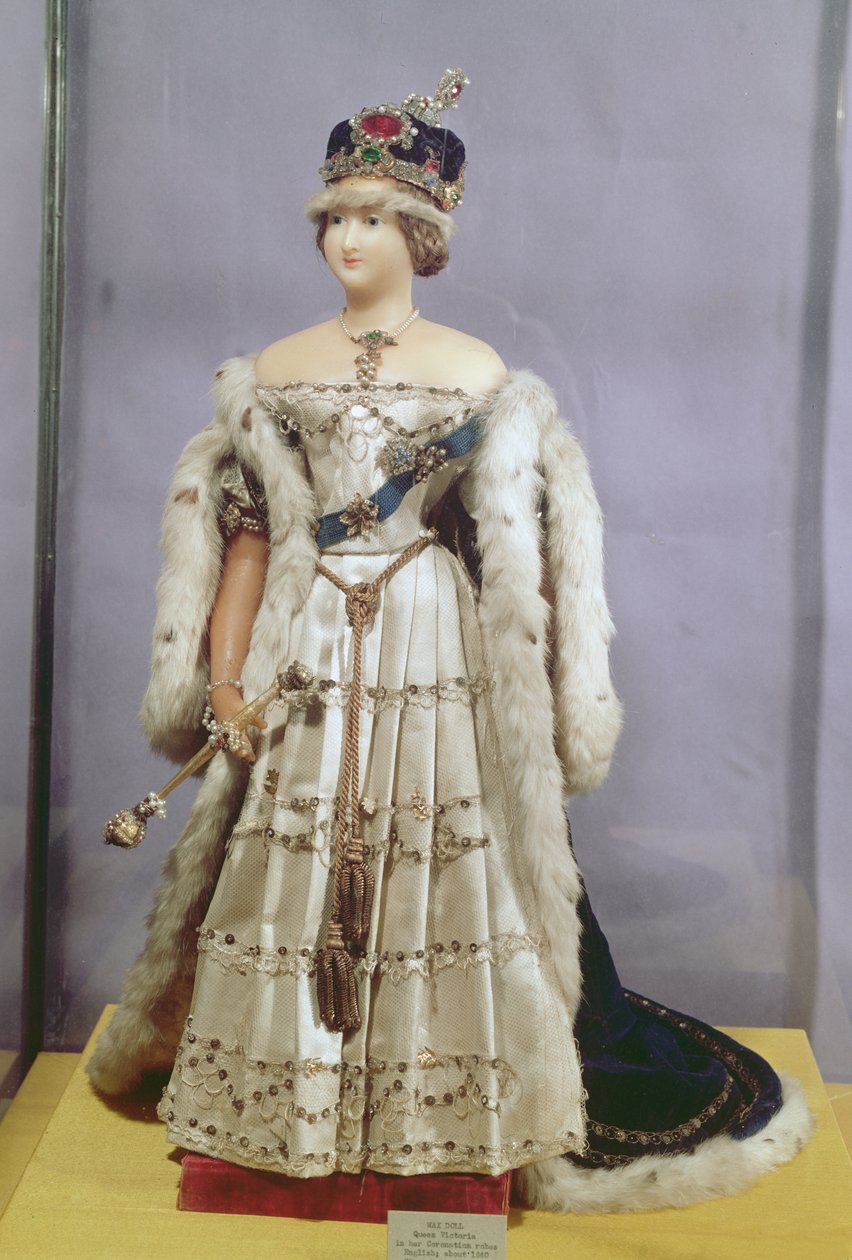 Koningin Victoria (1819-1901) pop gekleed in haar Kroningsgewaden, c.1840 door English School