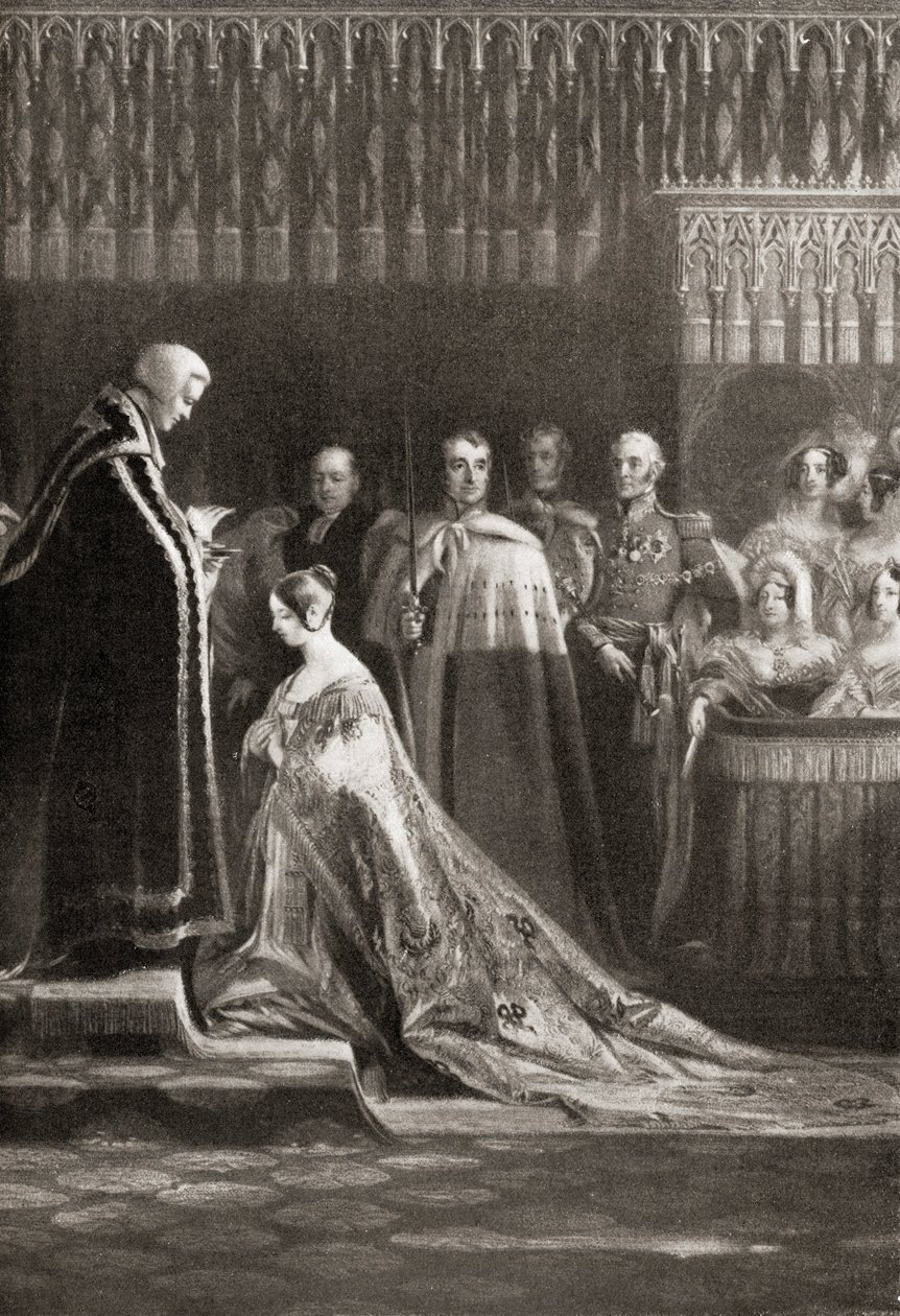 Koningin Victoria ontvangt het Heilig Sacrament na haar kroning door English School