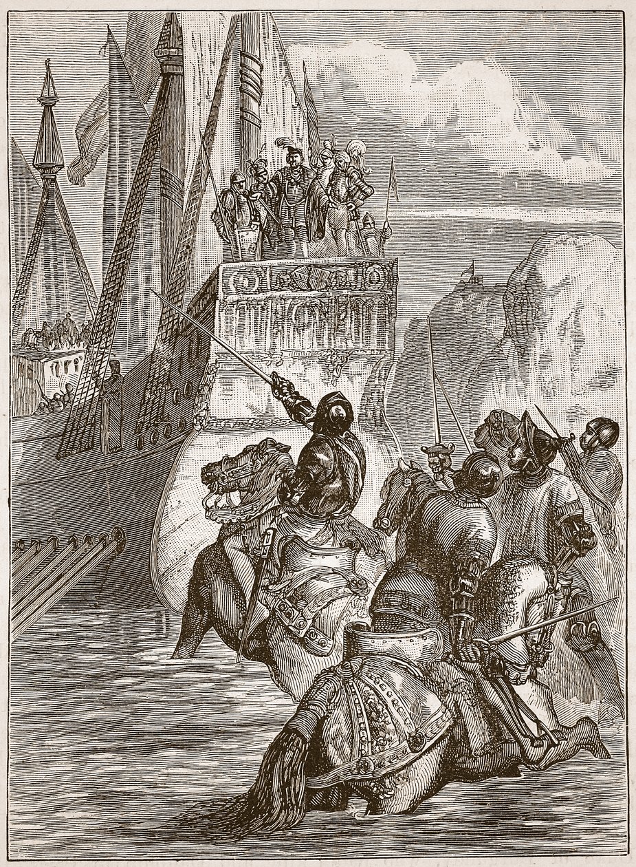 Ontvangst van keizer Sigismund, illustratie uit Cassells Geïllustreerde Geschiedenis van Engeland door English School