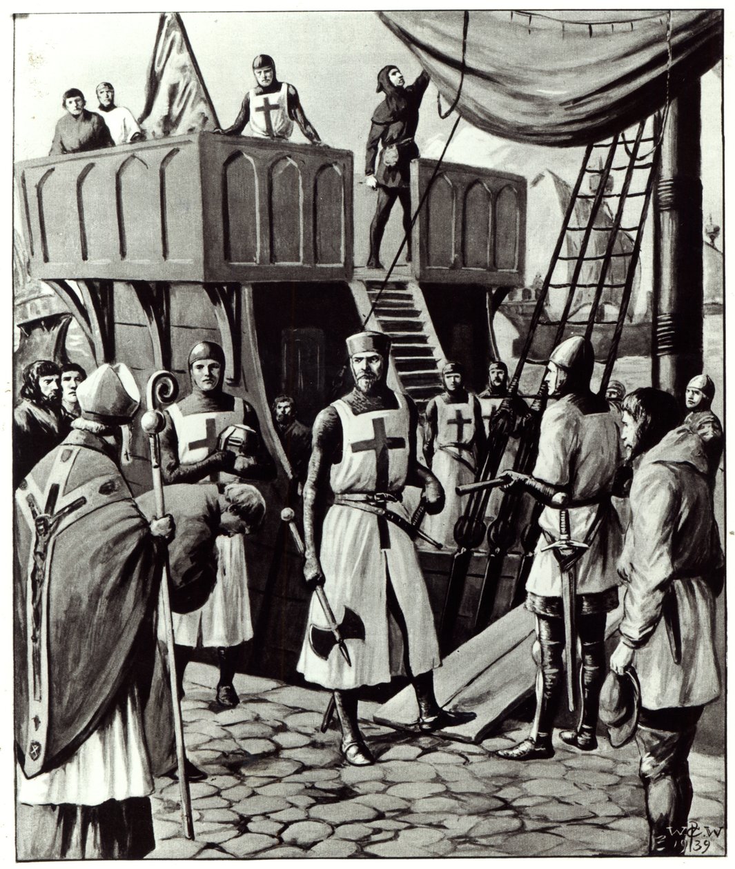Richard I vertrekt naar het Heilige Land, 1939 door English School