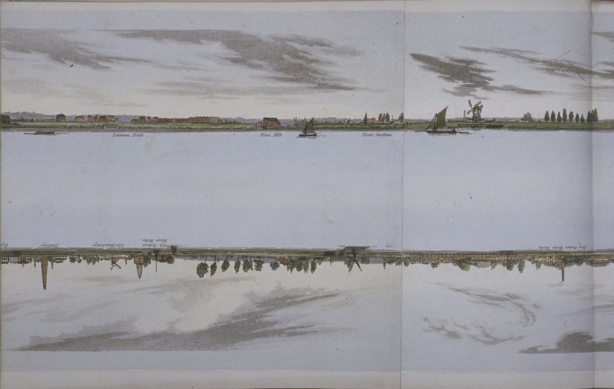 Panorama van de rivier de Theems, c.1829 door English School