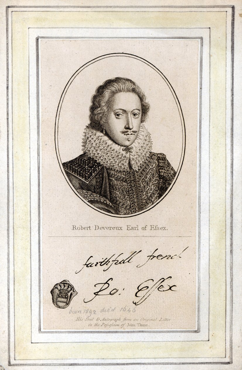 Robert Devereux, 3e Graaf van Essex (1591-1646), zijn Zegel en Handtekening door English School