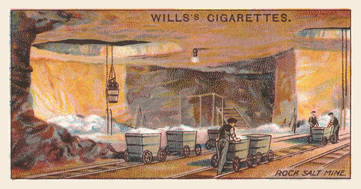 Steenzoutmijn (chromolitho) door English School