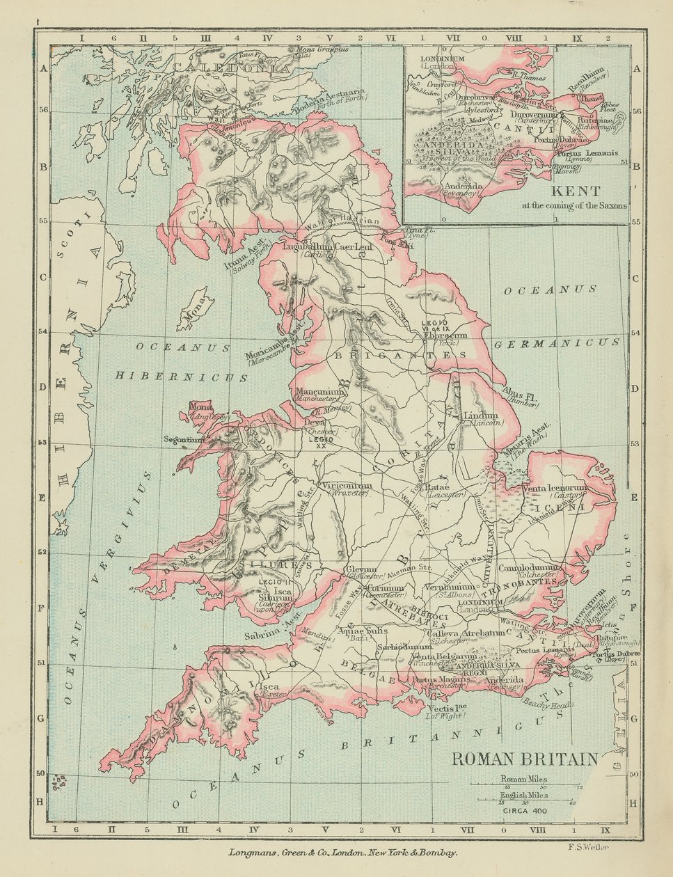 Romeins Brittannië (kleurenlitho) door English School