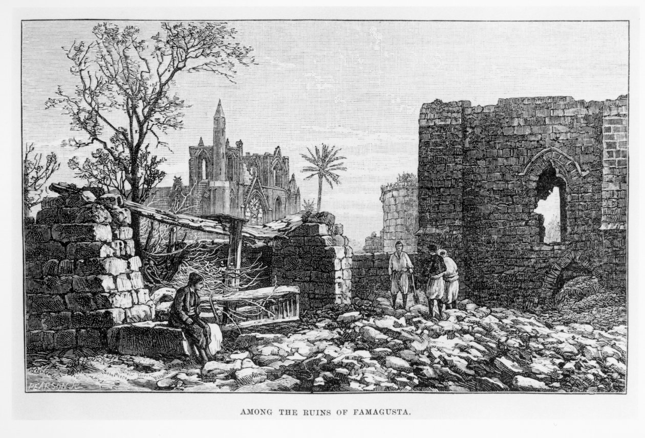 Ruïnes van Famagusta, Cyprus, uit In an Enchanted Island door W.H. Mallock, gepubliceerd in 1889 door English School