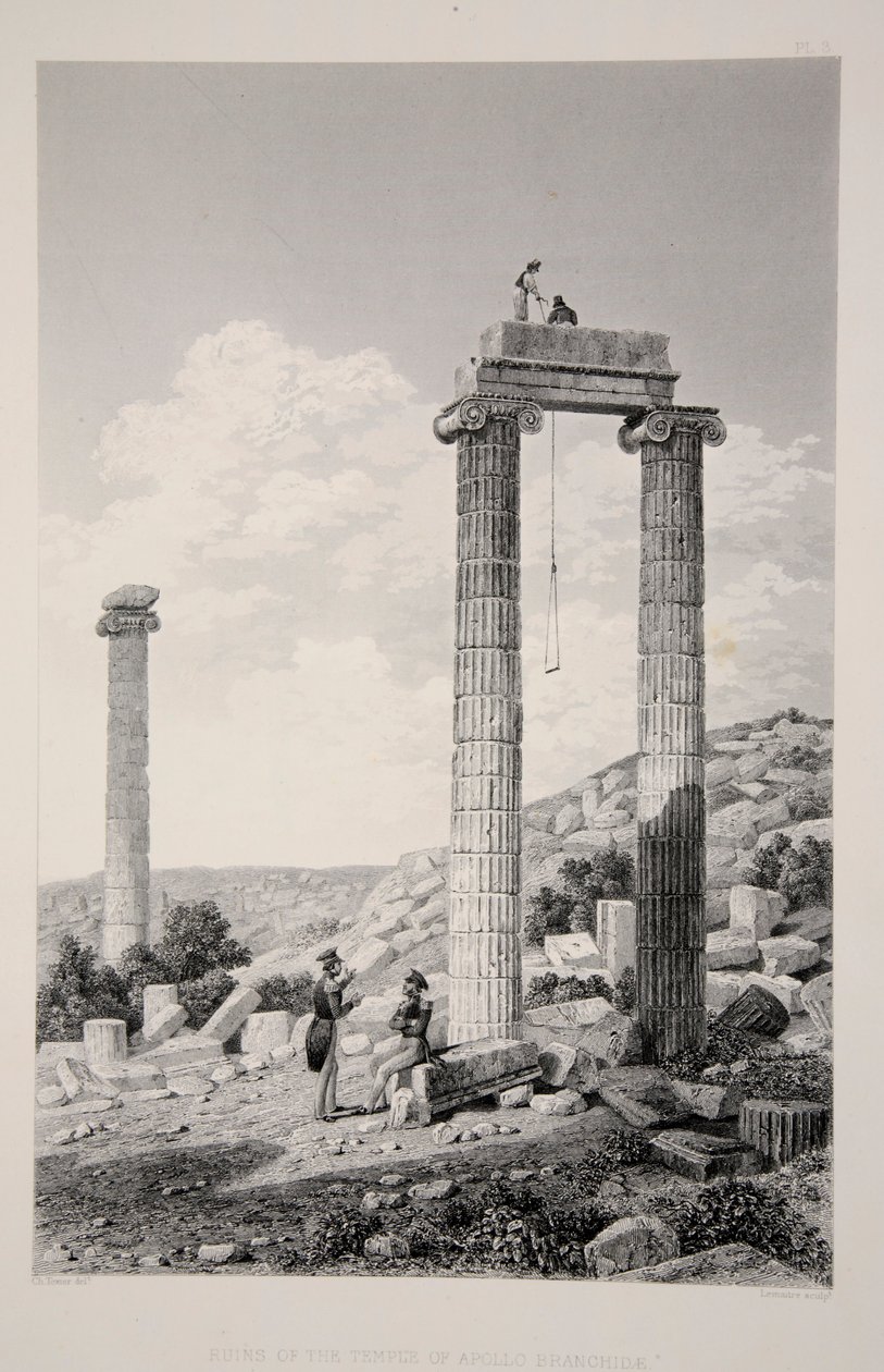 Ruïnes van de Tempel van Apollo Branchidae, pub. 1863 lithografie door English School