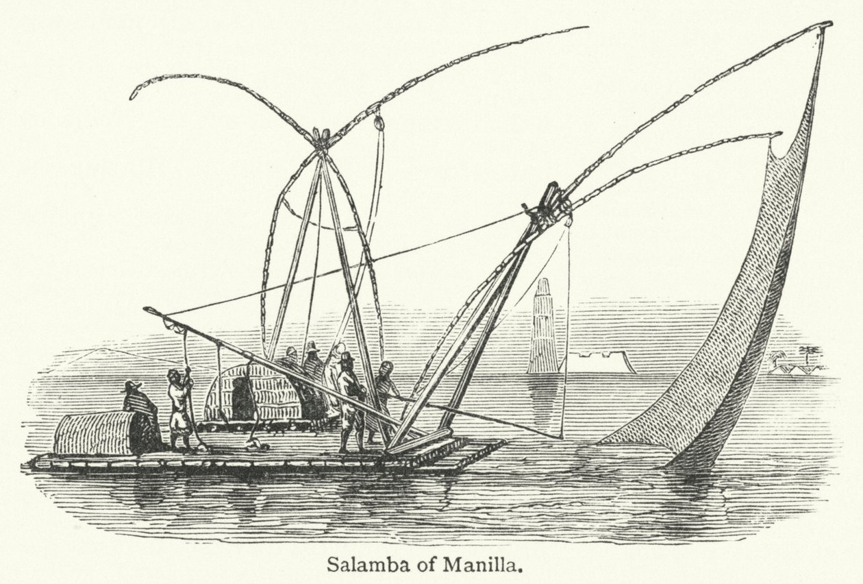 Salamba van Manilla (gravure) door English School