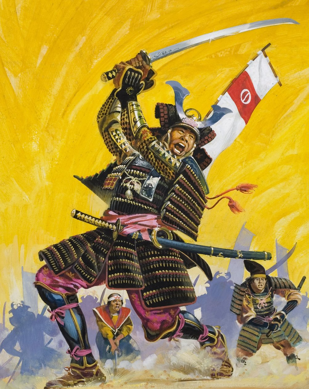 Samurai krijgers (gouache op papier) door English School