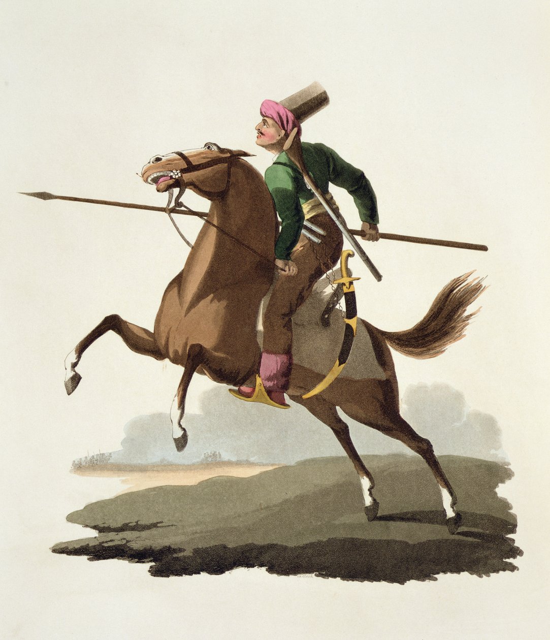 Saphir, uit Costumes of the Various Nations, Volume VII, The Military Costume of Turkey, door Thomas MacLean, gepubliceerd ca. 1800-18 door English School