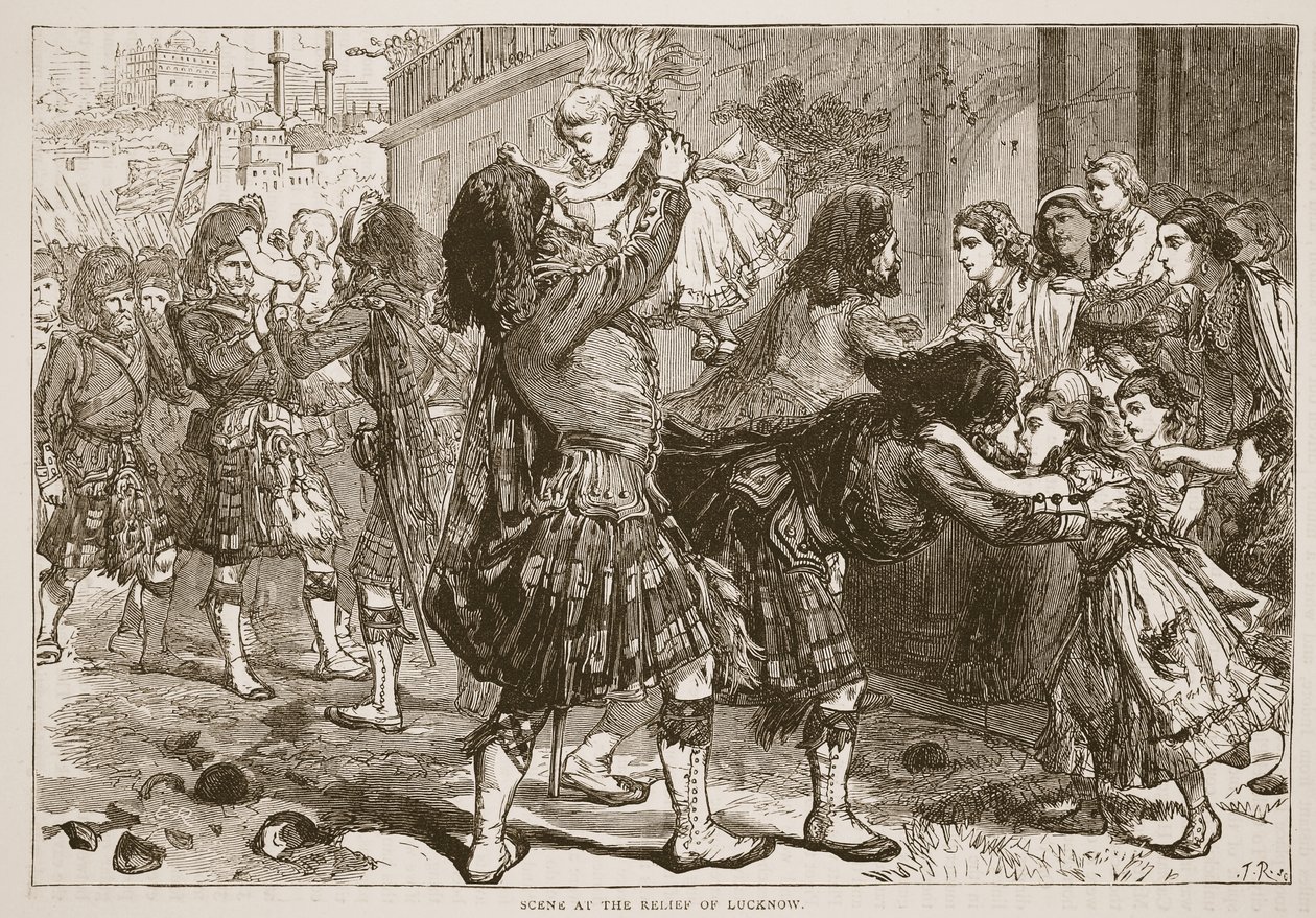 Scène bij de Bevrijding van Lucknow, illustratie uit Cassells Geïllustreerde Geschiedenis van Engeland door English School