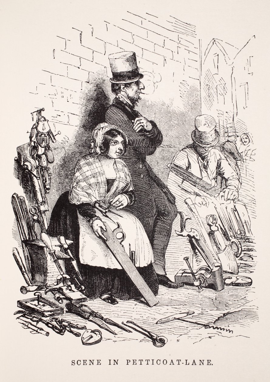 Scène in Petticoat-Lane, illustratie uit London Labour and London Poor door Henry Mayhew, pub. 1862 door English School