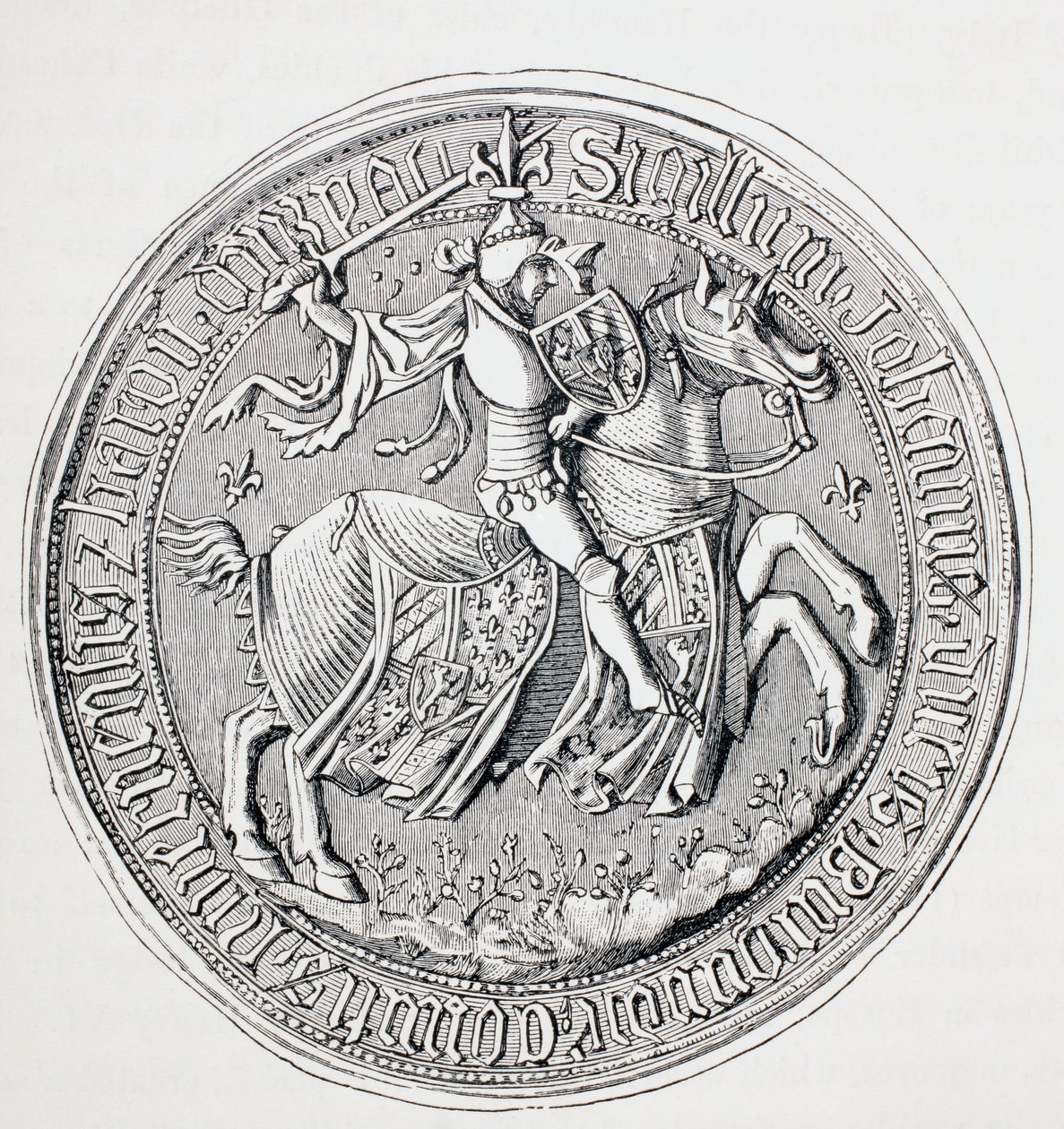 Zegel van Jean II, Hertog van Bourgondië, Graaf van Nevers en Baron van Donzy, ca. 1880 door English School
