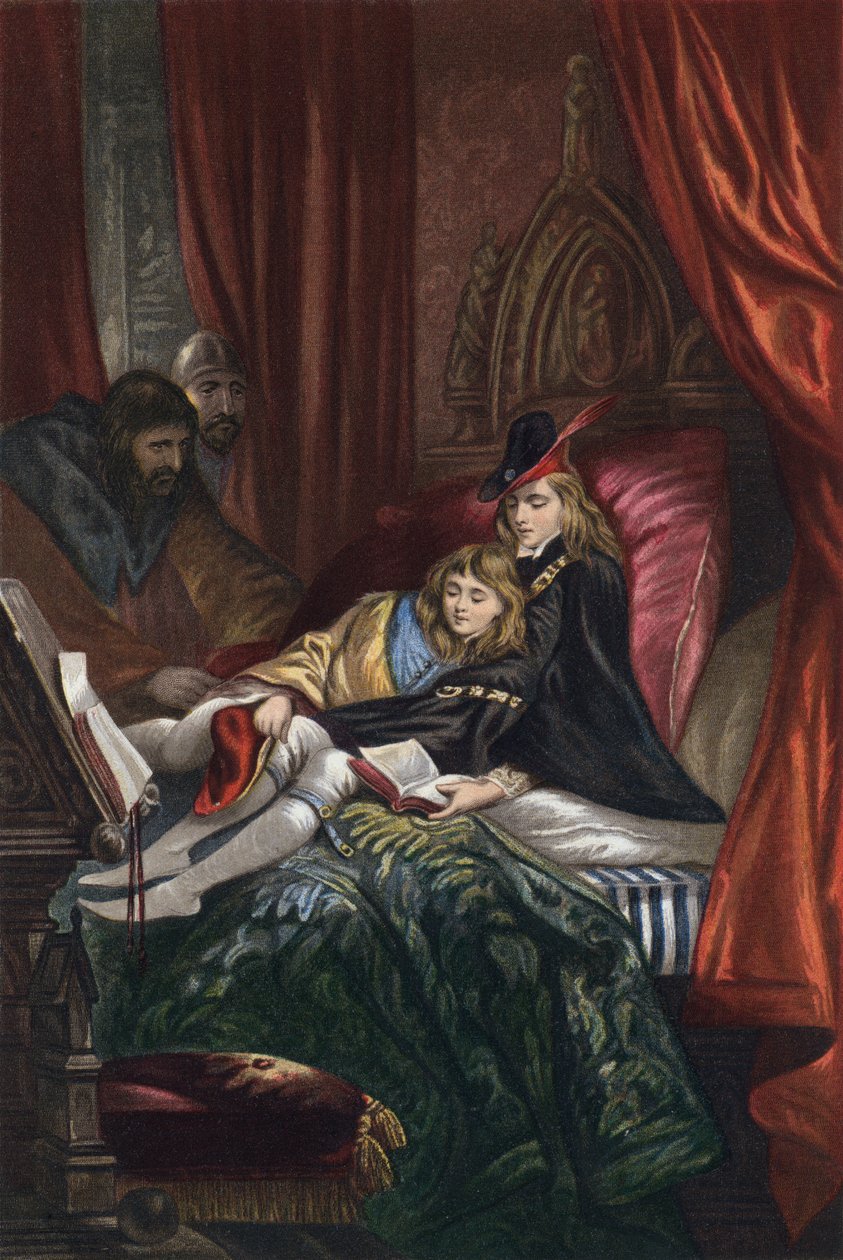 Shakespeare, Koning Richard de Derde, Akte IV, Scène 3 (chromolitho) door English School